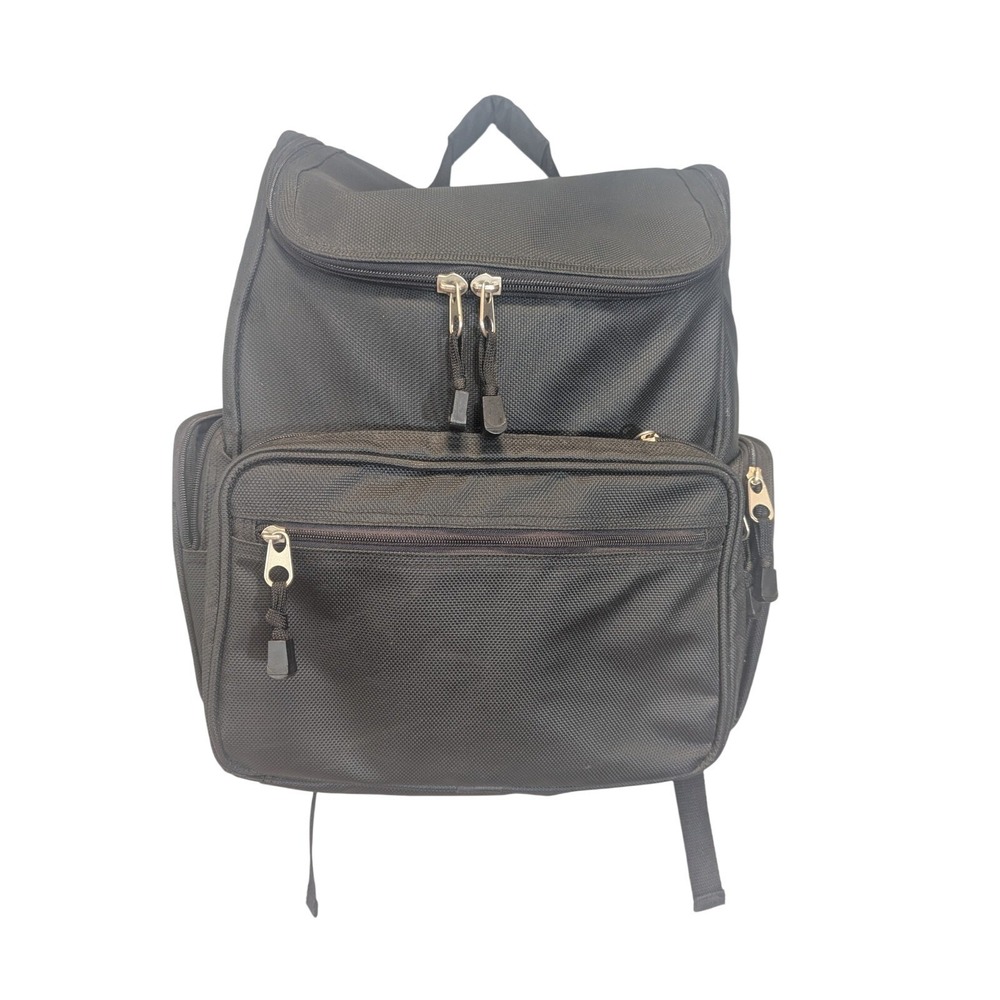 Heritage Travelware Black Laptop Backpack Business Travel Nylon Multi Pocket Bag